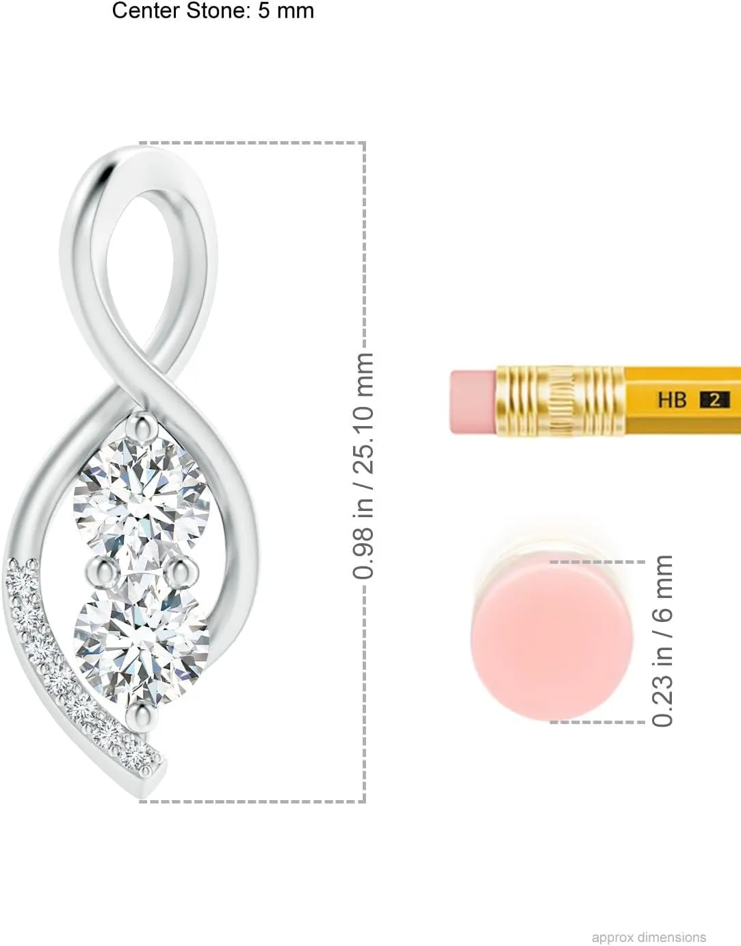 Angara Lab Grown Two Stone Diamond Infinity Twist Pendant in 14K Solid Gold/Platinum | April Birthstone, Birthday, Engagement, Anniversary, Wedding Jewelry Gift for Women