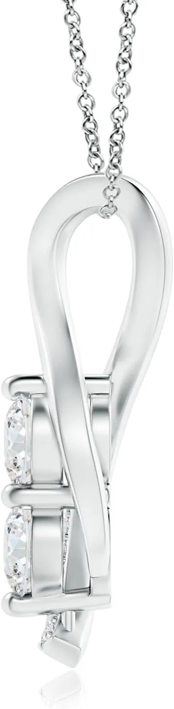 Angara Lab Grown Two Stone Diamond Infinity Twist Pendant in 14K Solid Gold/Platinum | April Birthstone, Birthday, Engagement, Anniversary, Wedding Jewelry Gift for Women