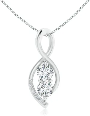 Angara Lab Grown Two Stone Diamond Infinity Twist Pendant in 14K Solid Gold/Platinum | April Birthstone, Birthday, Engagement, Anniversary, Wedding Jewelry Gift for Women