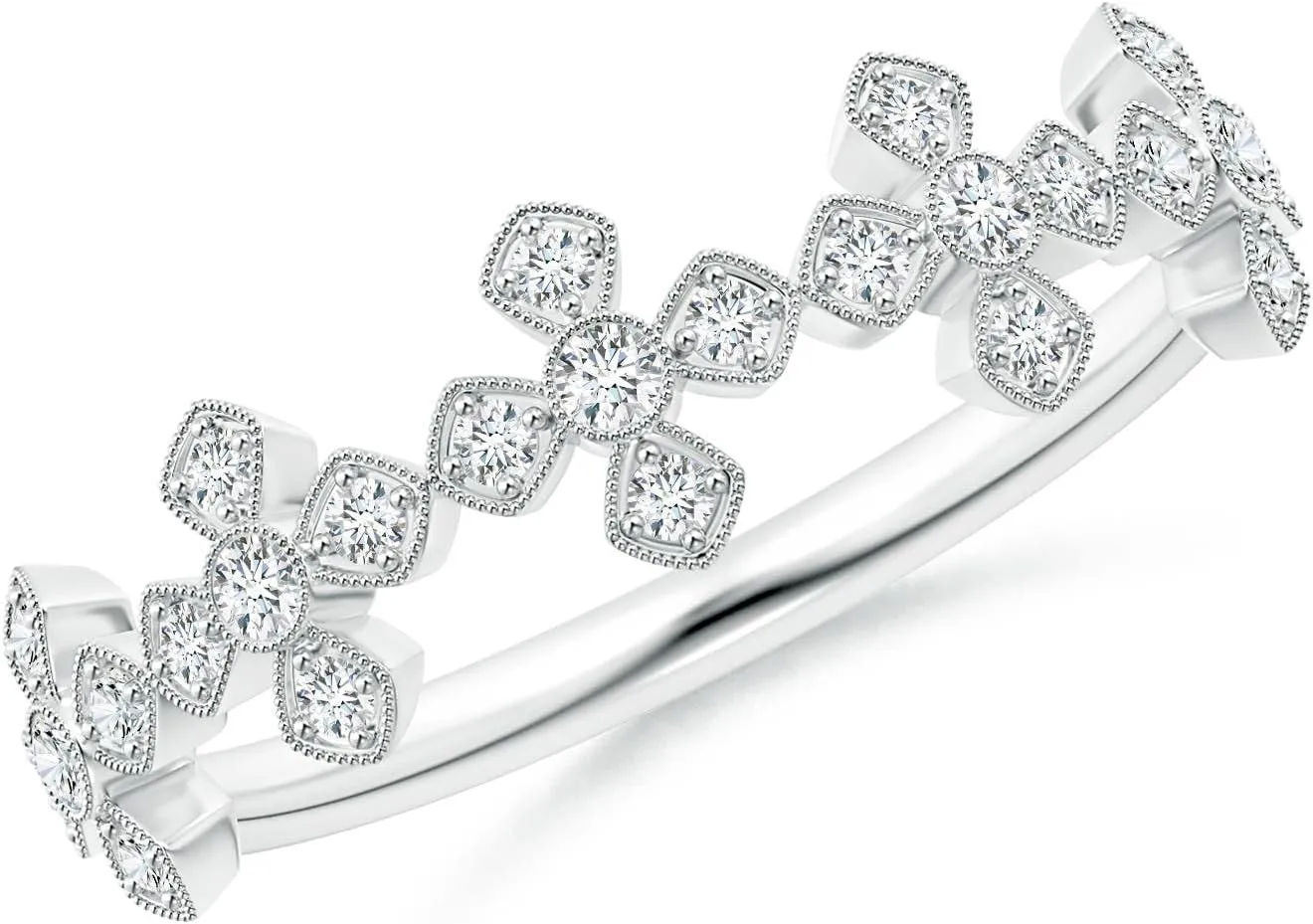 Angara Lab Grown Vintage Inspired Bezel and Pave-Set Diamond Wedding Band in Platinum for Women 14k Gold/Silver/Platinum | April Birthstone Jewelry for Her