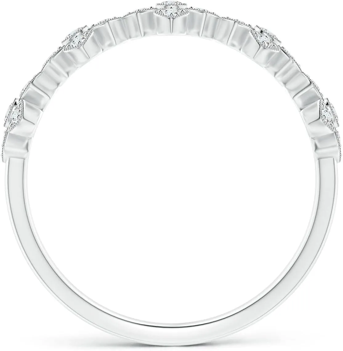 Angara Lab Grown Vintage Inspired Bezel and Pave-Set Diamond Wedding Band in Platinum for Women 14k Gold/Silver/Platinum | April Birthstone Jewelry for Her