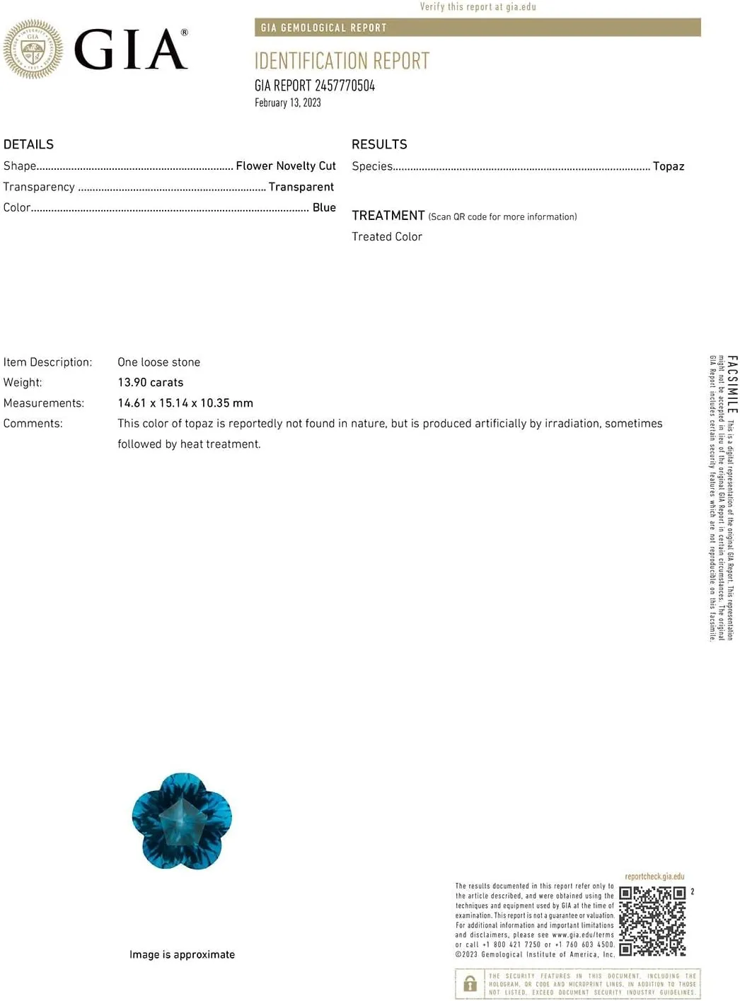 Angara Natural GIA Certified Five-Petal Flower 13.9 ct London Blue Topaz Solitaire Ring in 14K Solid Gold/Platinum for Women | November Birthstone Jewelry for Women