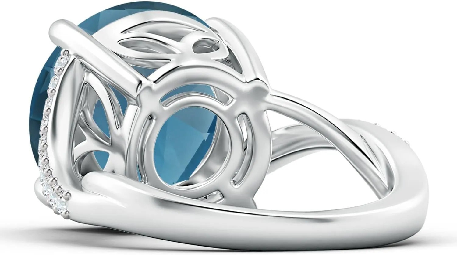 Angara Natural GIA Certified Solitaire 11.22 ct London Blue Topaz Twisted Split Shank Ring in 14K Solid Gold/Platinum for Women | November Birthstone Jewelry for Women