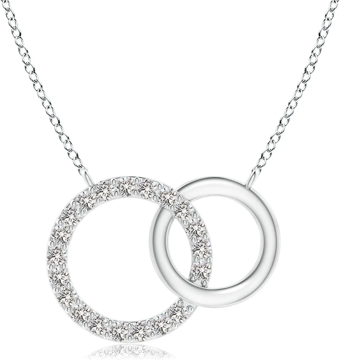 Angara Natural Interlocking Diamond Circle Necklace in 14K Solid Gold/Platinum | April Birthstone, Birthday, Engagement, Anniversary, Wedding Jewelry Gift for Women