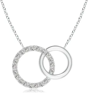 Angara Natural Interlocking Diamond Circle Necklace in 14K Solid Gold/Platinum | April Birthstone, Birthday, Engagement, Anniversary, Wedding Jewelry Gift for Women