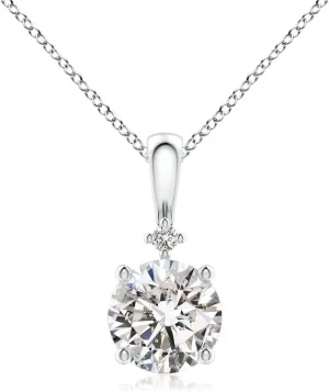 Angara Natural Round Diamond Solitaire Pendant in 14K Solid Gold/Platinum | April Birthstone, Birthday, Engagement, Anniversary, Wedding Jewelry Gift for Women