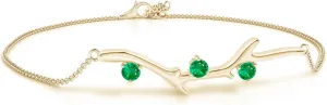 Angara Natural Round Emerald Tree Branch Bracelet in 14K Solid Gold/Platinum | May Birthstone, Birthday, Engagement, Anniversary, Wedding Jewelry Gift for Women