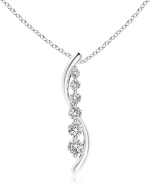 Angara Natural Six Stone Diamond Journey Necklace in 14K Solid Gold/Platinum | April Birthstone, Birthday, Engagement, Anniversary, Wedding Jewelry Gift for Women
