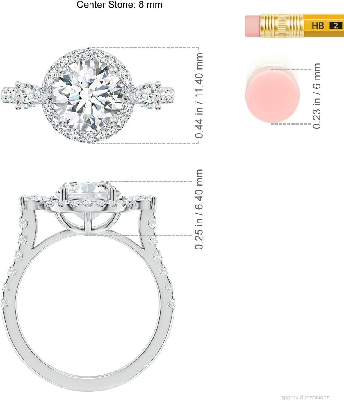 Angara Round Lab Grown Diamond Halo Side Stone Engagement Ring in 14K Solid Gold/Platinum | April Birthstone, Birthday, Anniversary, Wedding Jewelry Gift for Women