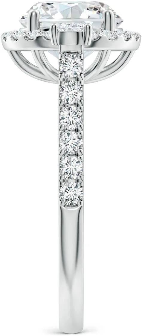 Angara Round Lab Grown Diamond Halo Side Stone Engagement Ring in 14K Solid Gold/Platinum | April Birthstone, Birthday, Anniversary, Wedding Jewelry Gift for Women