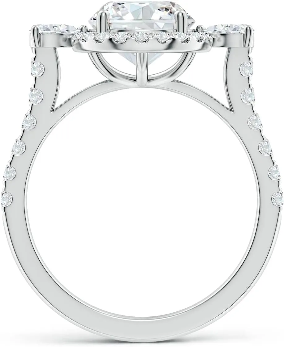 Angara Round Lab Grown Diamond Halo Side Stone Engagement Ring in 14K Solid Gold/Platinum | April Birthstone, Birthday, Anniversary, Wedding Jewelry Gift for Women