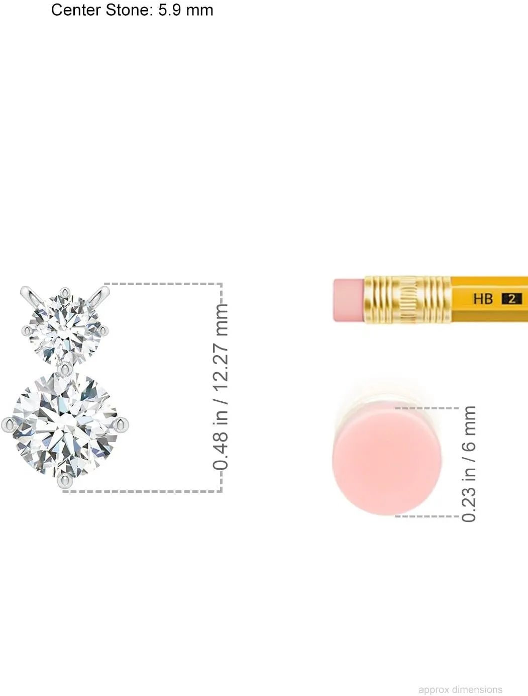 Angara Round Lab Grown Diamond Two Stone Pendant in 14K Solid Gold/Platinum | April Birthstone, Birthday, Engagement, Anniversary, Wedding Jewelry Gift for Women