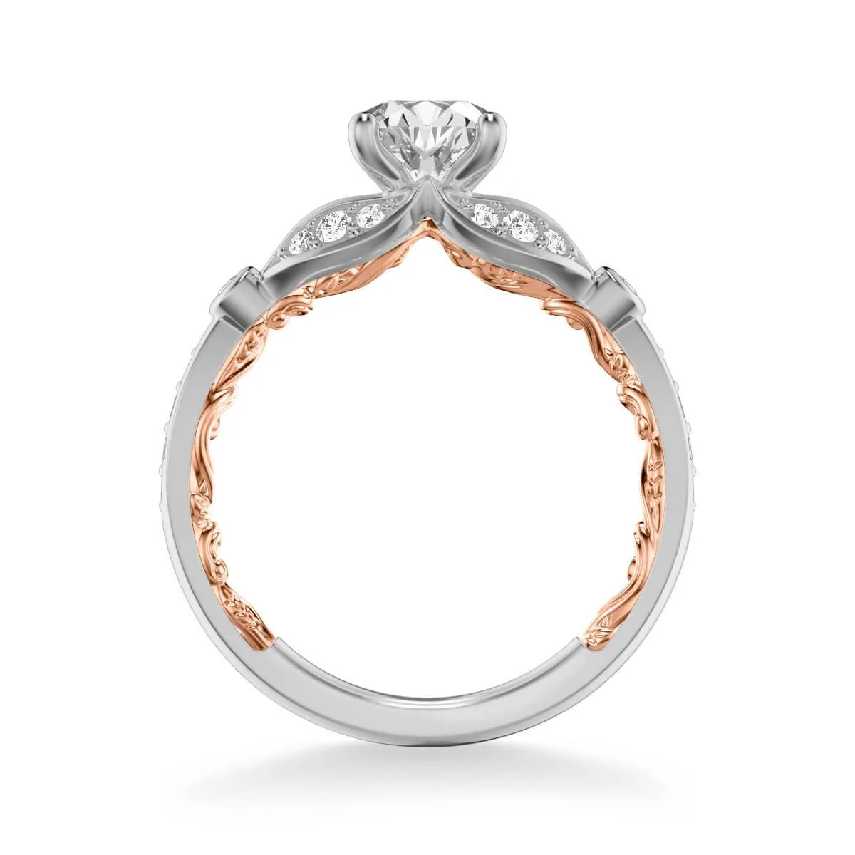 Anouk Lyric Collection Contemporary Side Stone Floral  Diamond Engagement Ring