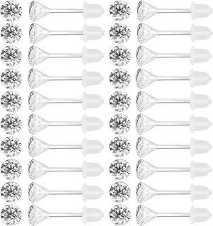 AoedeJ 40 Pcs Colorful Earrings Cubic Zirconia Earrings Studs Hypoallergenic With Plastic Post For Women Multipack