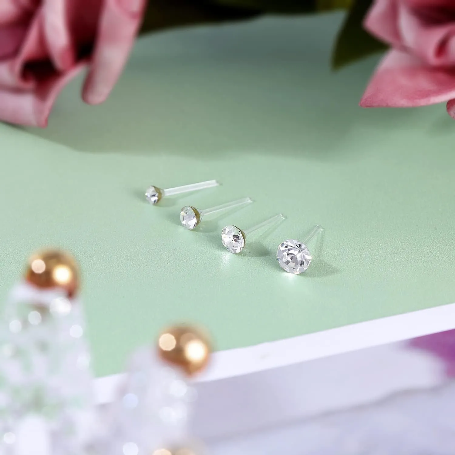 AoedeJ 40 Pcs Colorful Earrings Cubic Zirconia Earrings Studs Hypoallergenic With Plastic Post For Women Multipack