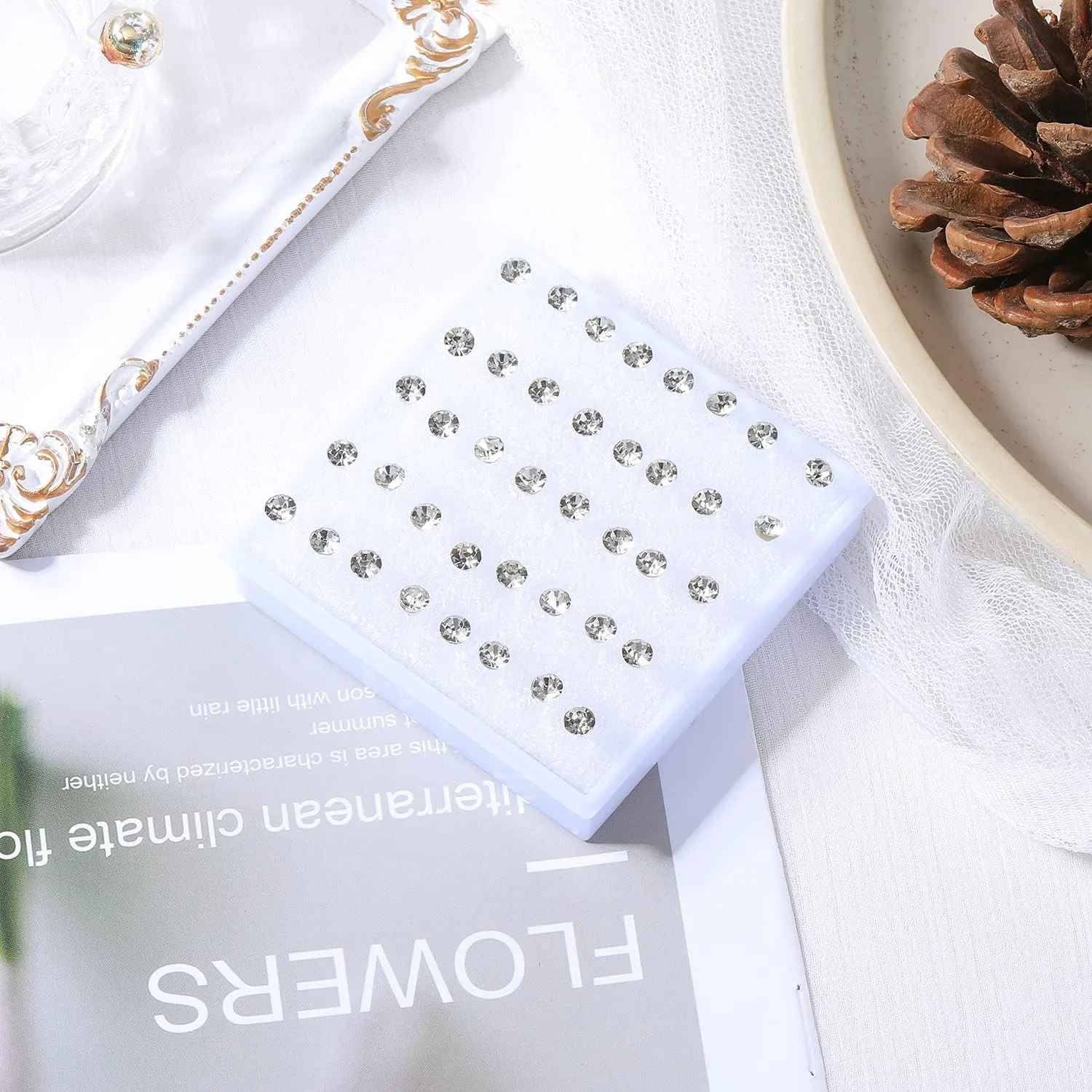 AoedeJ 40 Pcs Colorful Earrings Cubic Zirconia Earrings Studs Hypoallergenic With Plastic Post For Women Multipack