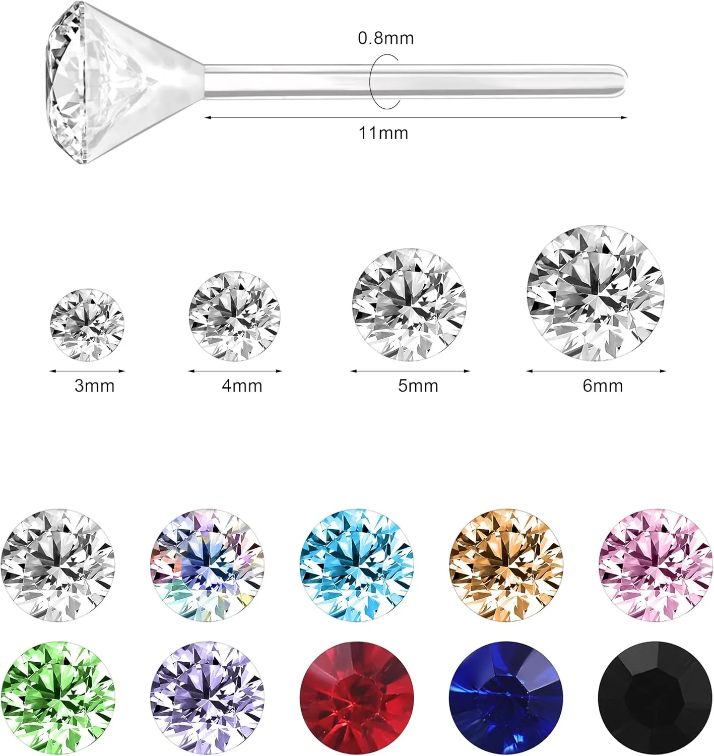 AoedeJ 40 Pcs Colorful Earrings Cubic Zirconia Earrings Studs Hypoallergenic With Plastic Post For Women Multipack