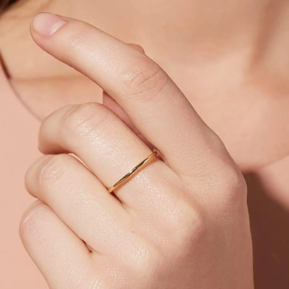 Aojun 14K Gold Filled Ring High Polish Plain Tarnish Resistant Comfort Fit Eternity Wedding Band 1mm 2mm 3mm 4mm 5mm 6mm 8mm Ring for Women Men