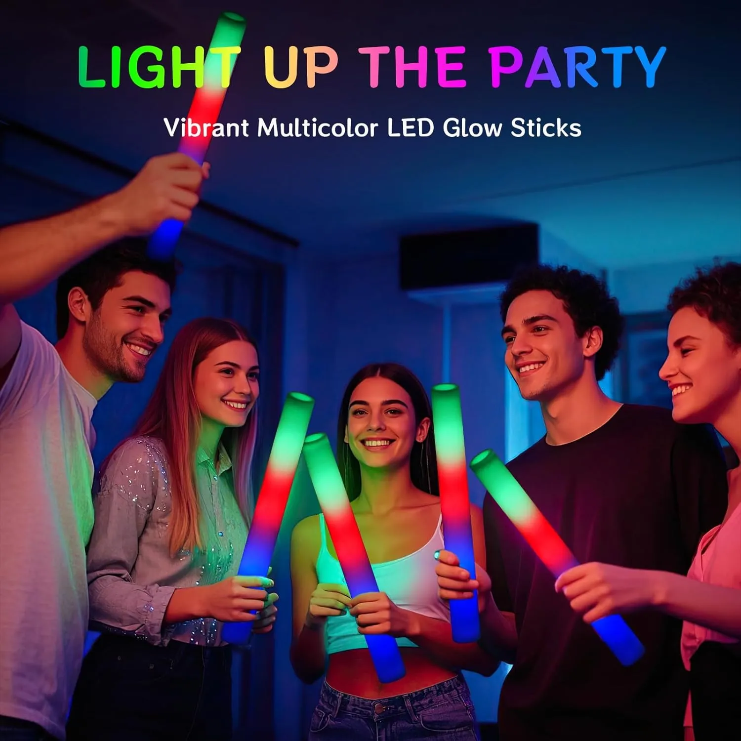 AOWDIAO 12 Pack Foam LED Glow Sticks  16-Inch & 3 Lighting Modes  Light Up Neon Glow Wands Party Supplies for Weddings, Concerts, Festivals, Birthdays, Camping