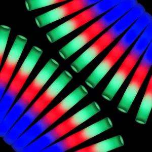 AOWDIAO 12 Pack Foam LED Glow Sticks  16-Inch & 3 Lighting Modes  Light Up Neon Glow Wands Party Supplies for Weddings, Concerts, Festivals, Birthdays, Camping
