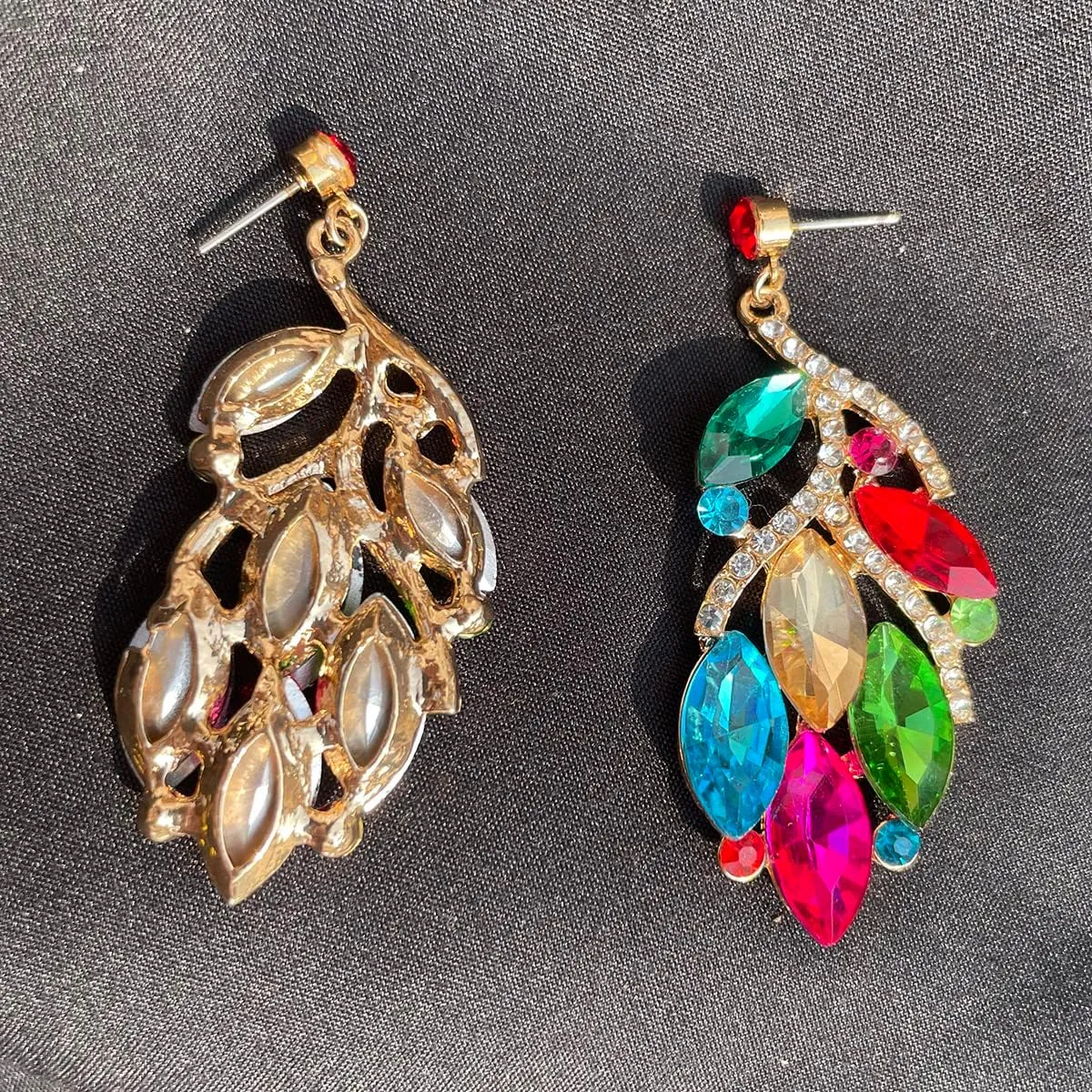 ASTRUE Bridal Rhinestone Teardrop Dangle Earrings,Multicolor Crystal Wedding Chandelier Earrings for Women in Pageant Party Valentine's Days Jewelry Accessory