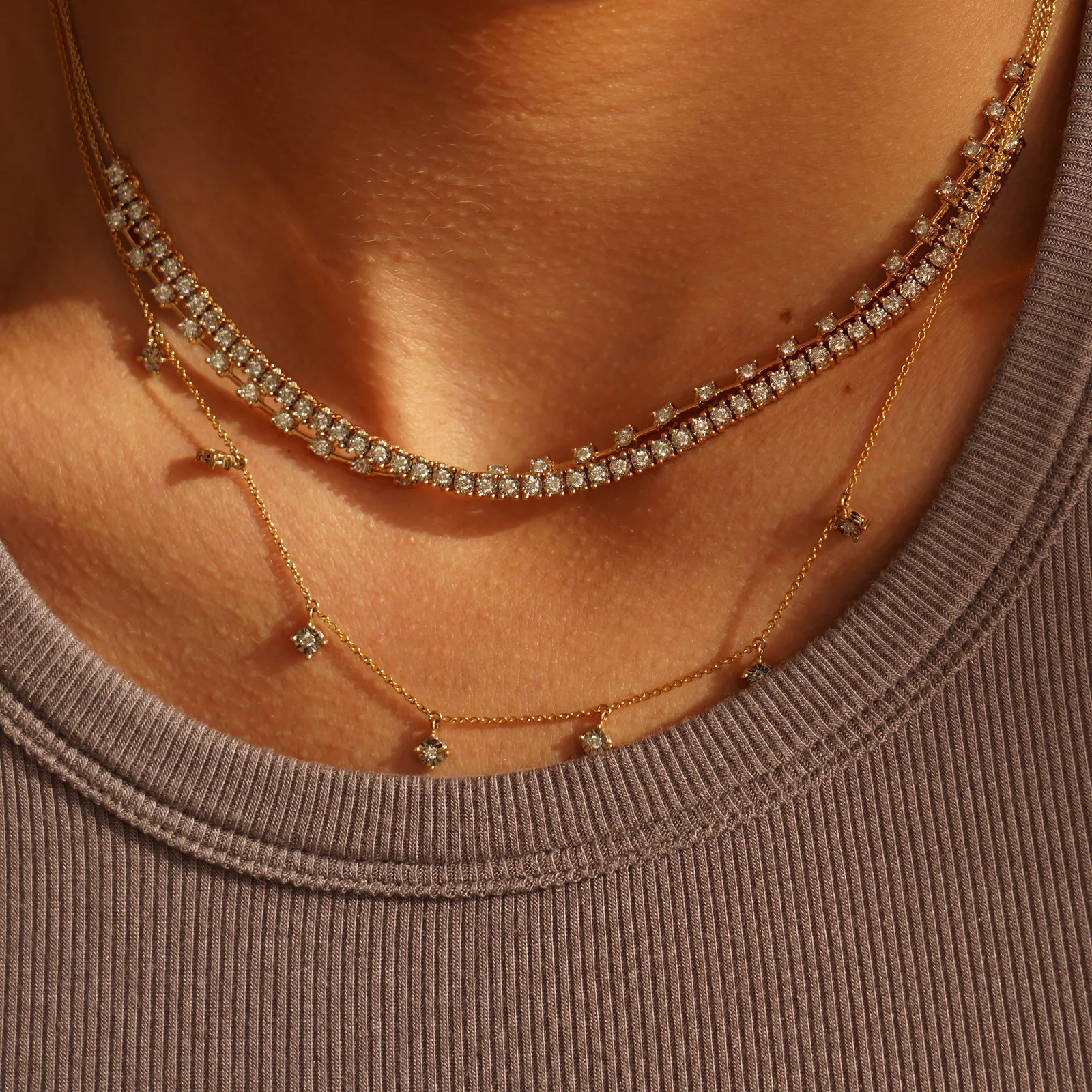Ava Bea Diamond Tennis Necklace in Yellow Gold