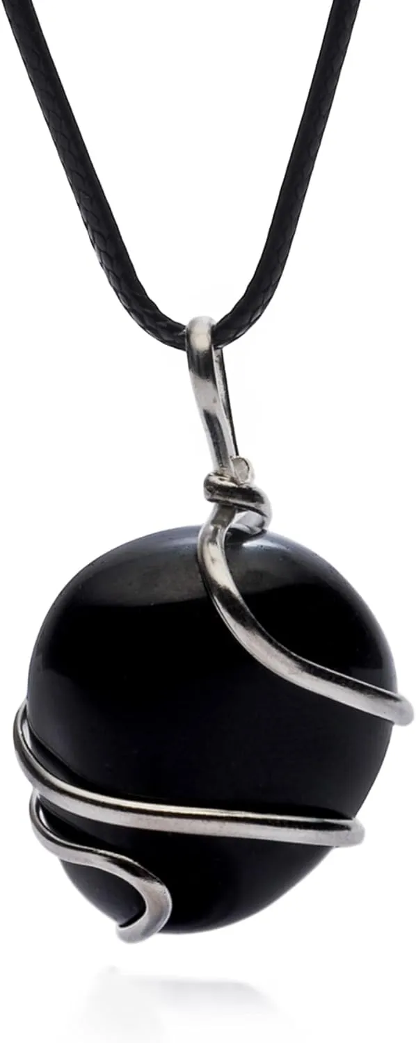 Ayana Crystals Obsidian Pendant Necklace - Handcrafted Black Obsidian Healing Crystal Jewelry for Protection & Grounding, Chakra Necklace for Men & Women, Ethically Sourced