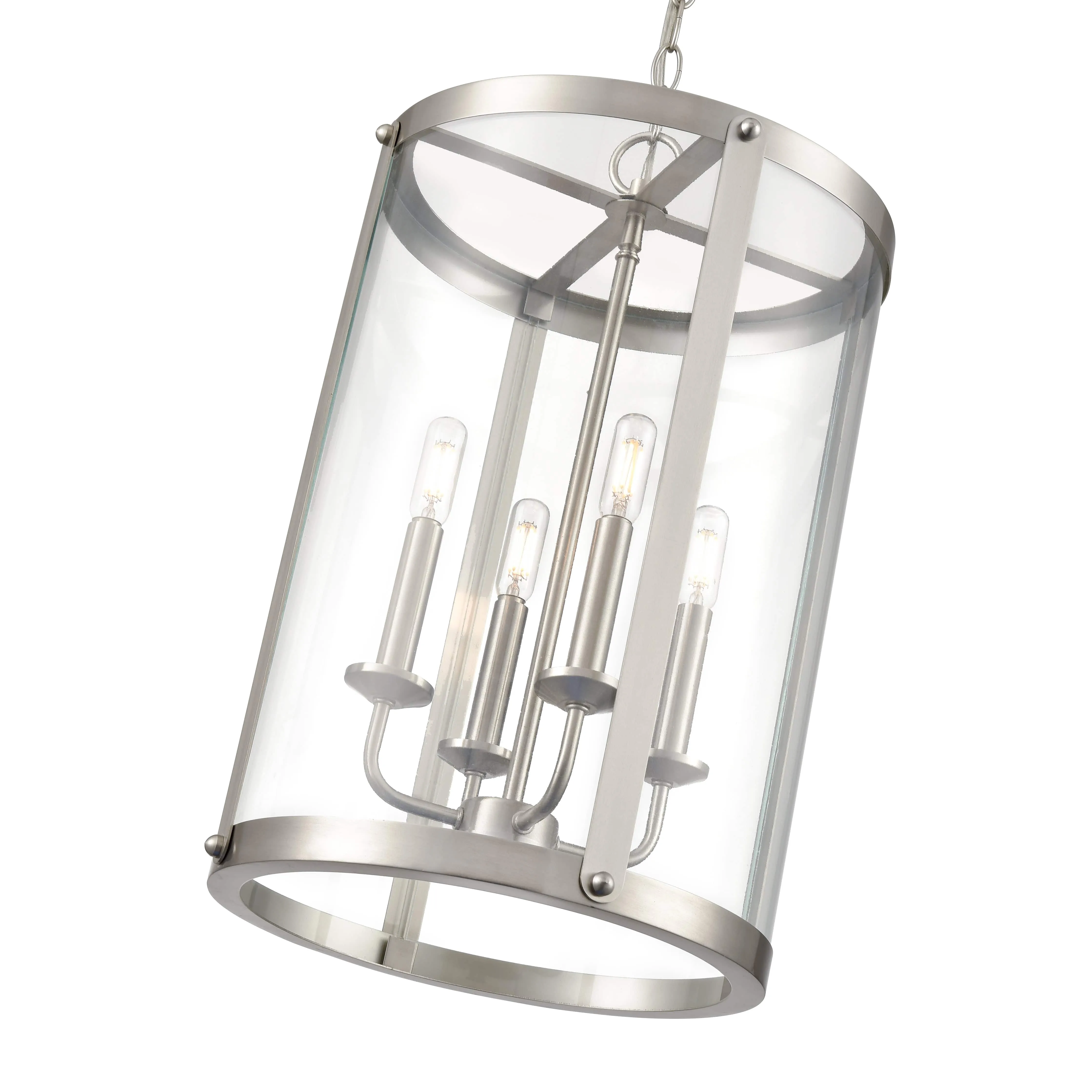Aydenn Pendant - Brushed Nickel - Clear Glass - 15.75in. Diameter - E12 Candelabra Base