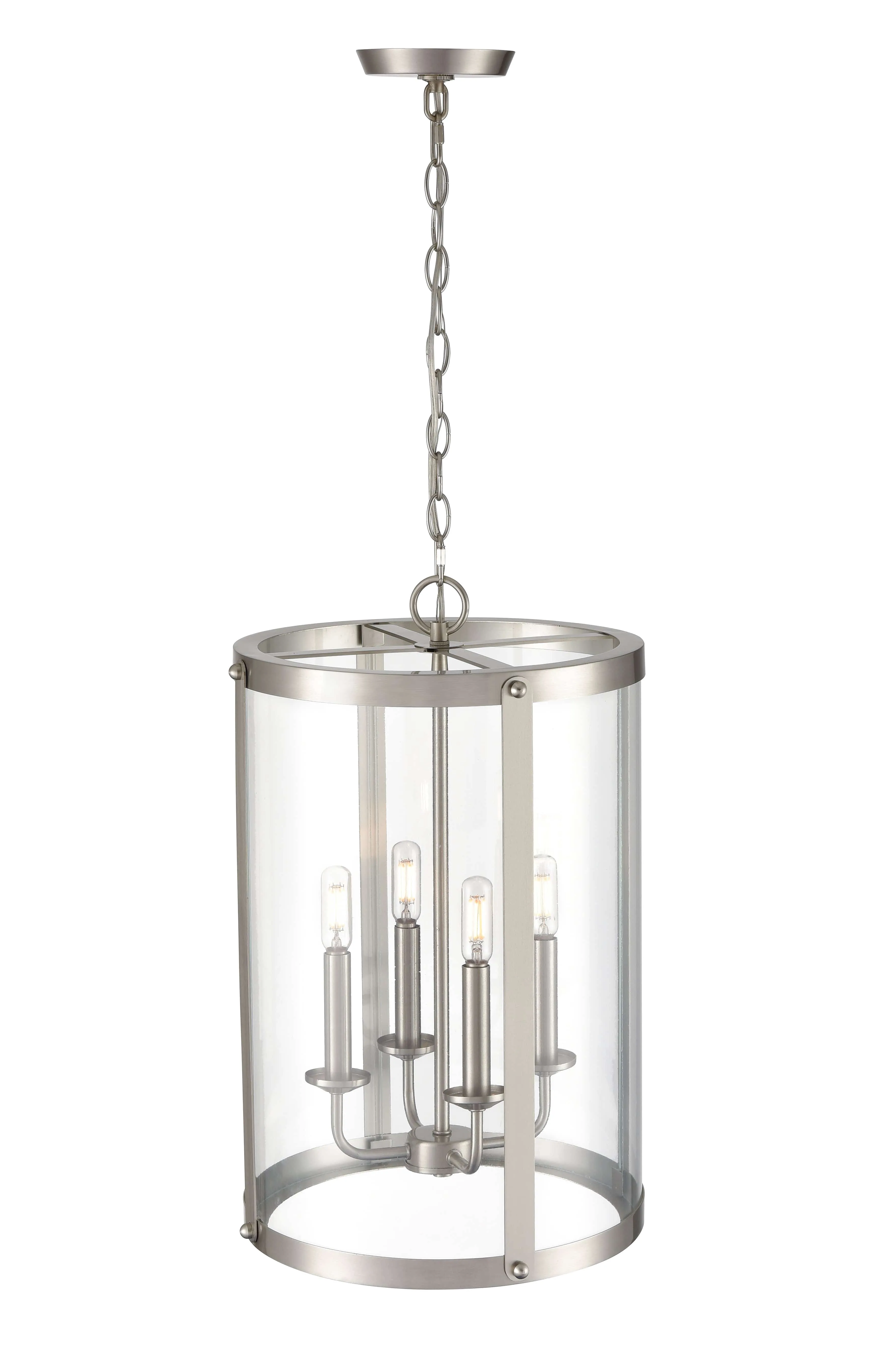 Aydenn Pendant - Brushed Nickel - Clear Glass - 15.75in. Diameter - E12 Candelabra Base