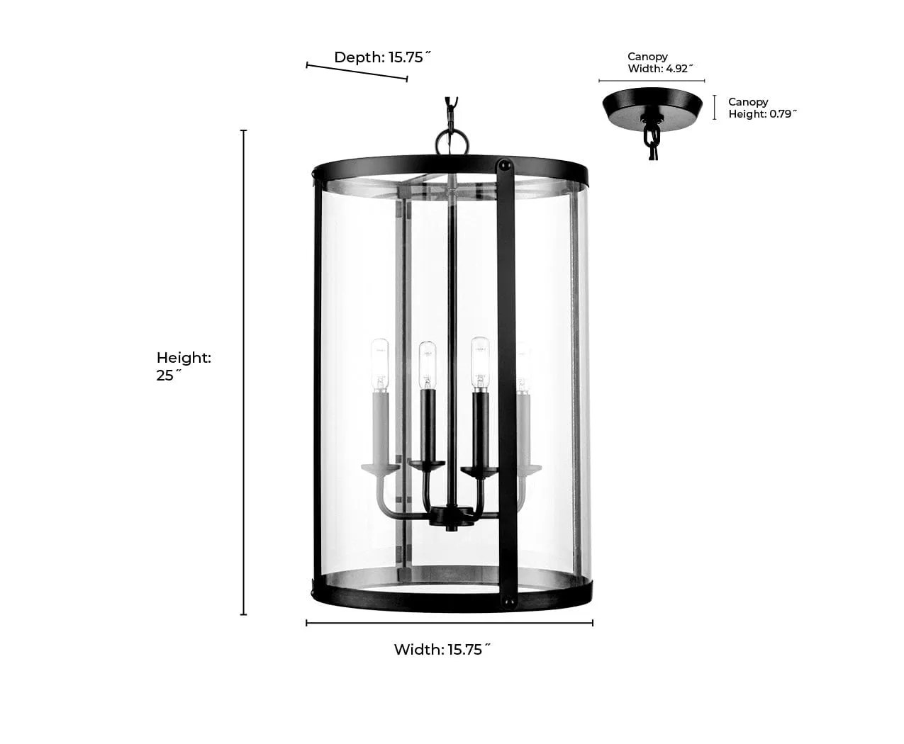 Aydenn Pendant - Brushed Nickel - Clear Glass - 15.75in. Diameter - E12 Candelabra Base
