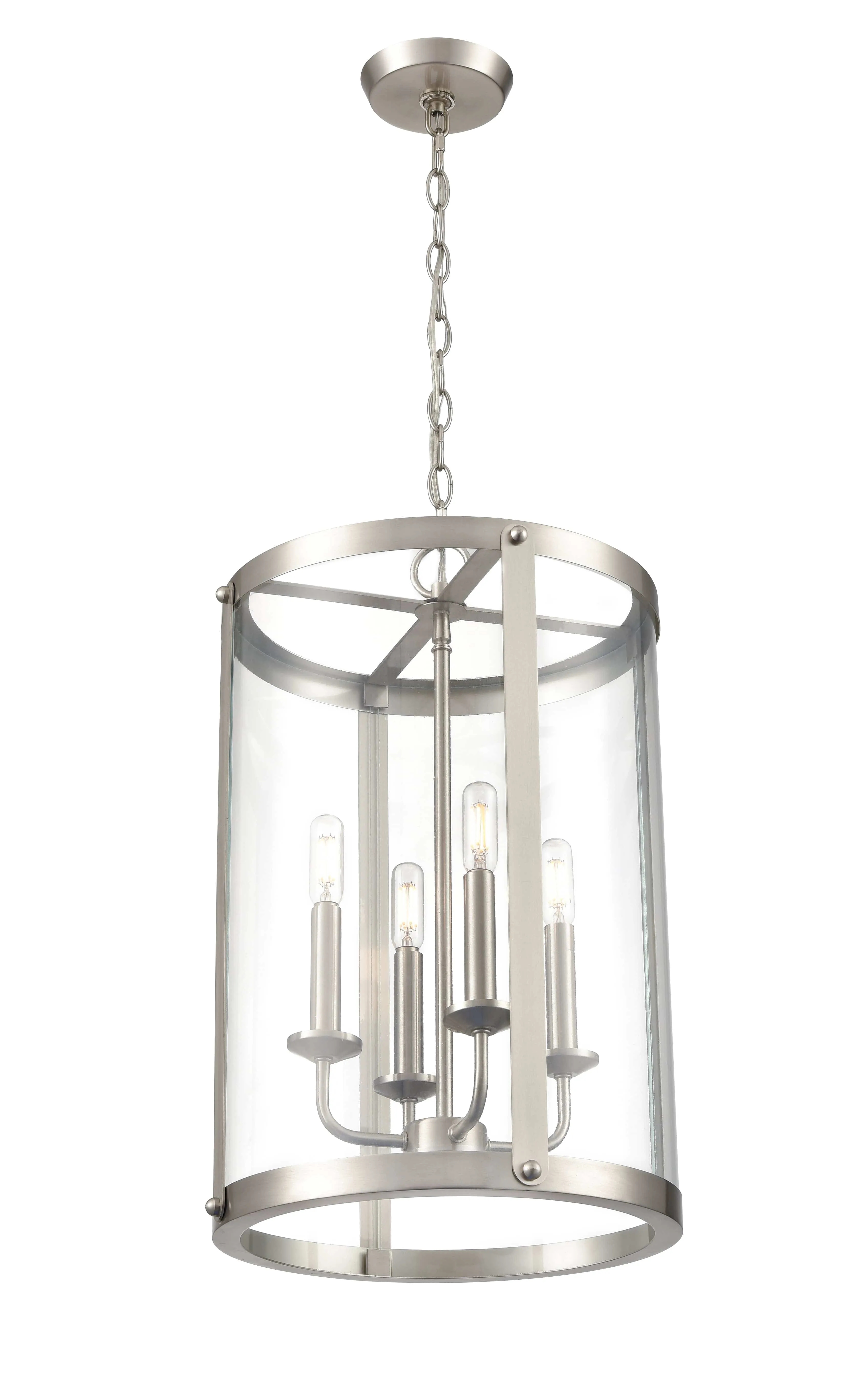 Aydenn Pendant - Brushed Nickel - Clear Glass - 15.75in. Diameter - E12 Candelabra Base