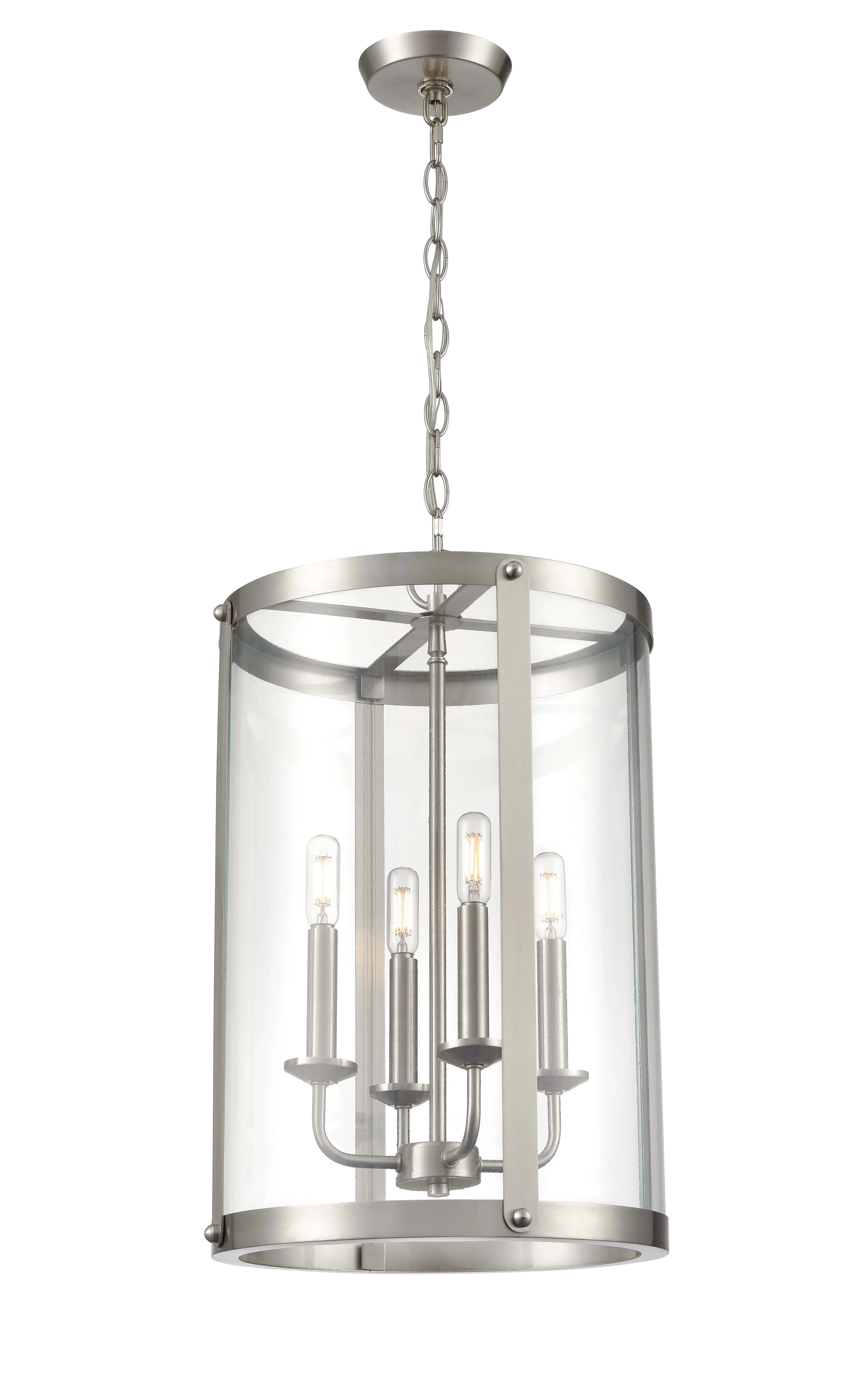 Aydenn Pendant - Brushed Nickel - Clear Glass - 15.75in. Diameter - E12 Candelabra Base