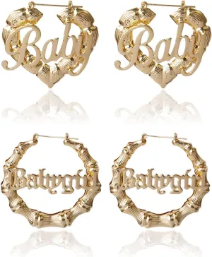 Bamboo Earrings for Women Large Bamboo Hoop Earring Set 80s 90s Earrings Earring Hip Hop Style Jewelry Gifts Party Custom Accessories