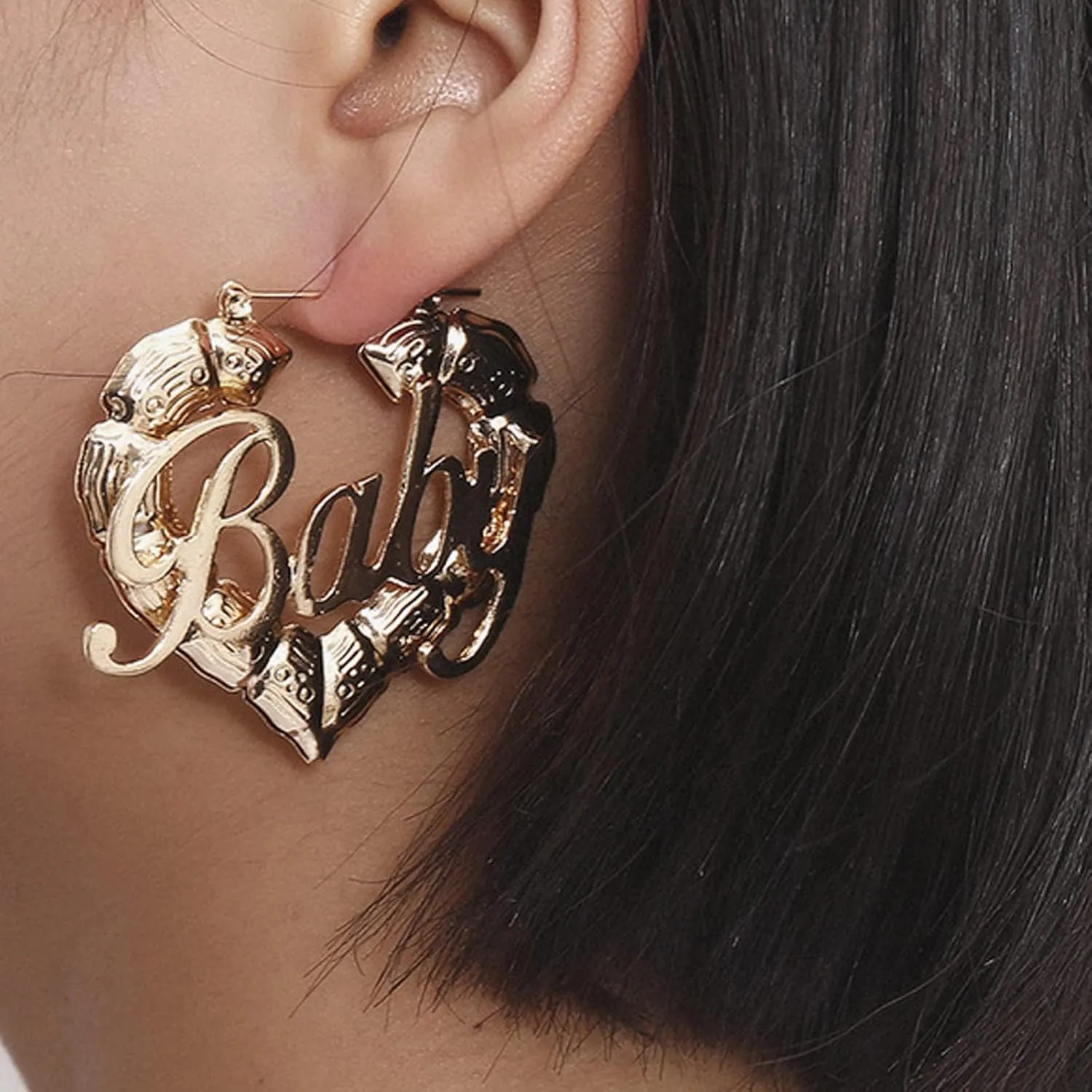 Bamboo Earrings for Women Large Bamboo Hoop Earring Set 80s 90s Earrings Earring Hip Hop Style Jewelry Gifts Party Custom Accessories