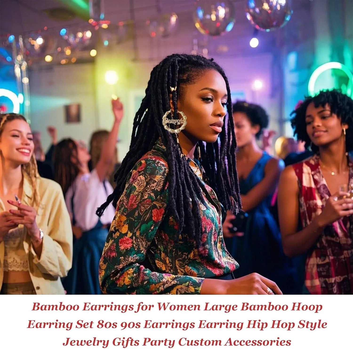 Bamboo Earrings for Women Large Bamboo Hoop Earring Set 80s 90s Earrings Earring Hip Hop Style Jewelry Gifts Party Custom Accessories
