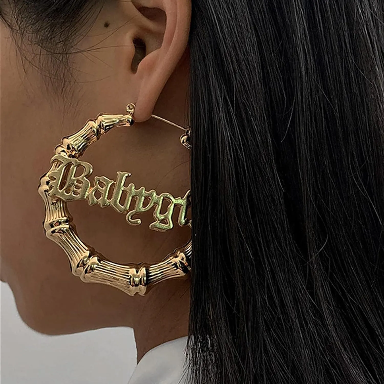 Bamboo Earrings for Women Large Bamboo Hoop Earring Set 80s 90s Earrings Earring Hip Hop Style Jewelry Gifts Party Custom Accessories