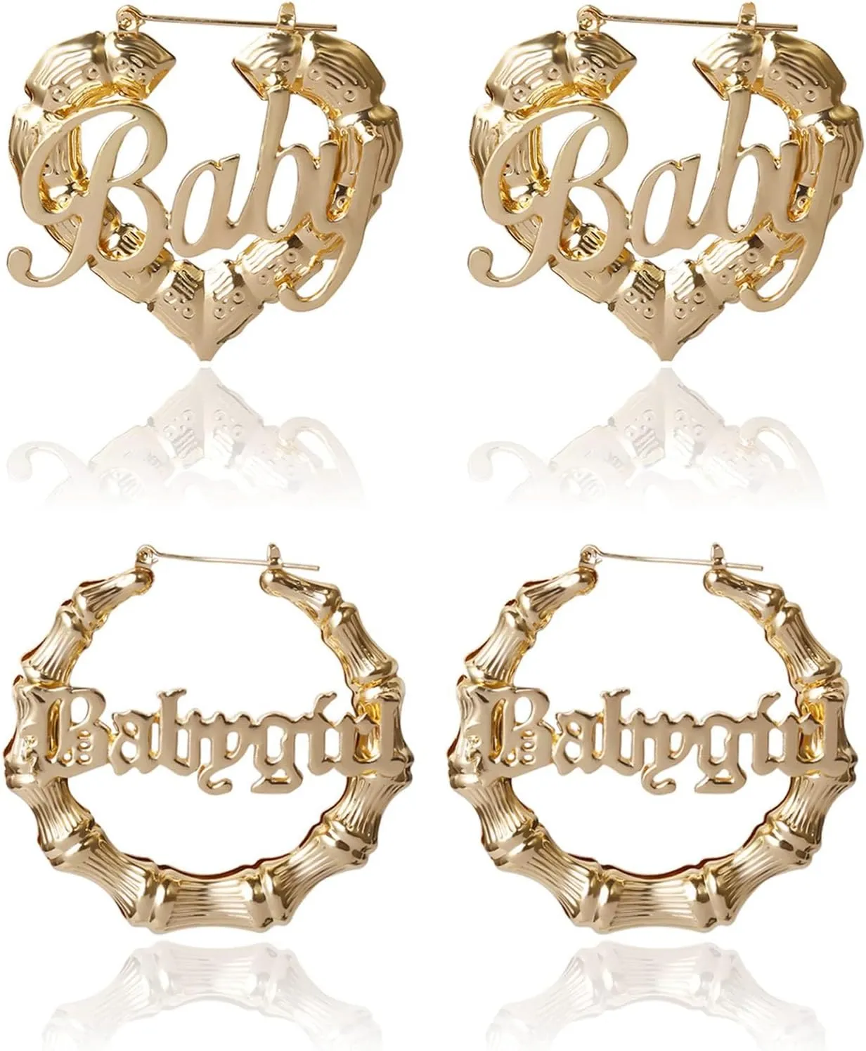 Bamboo Earrings for Women Large Bamboo Hoop Earring Set 80s 90s Earrings Earring Hip Hop Style Jewelry Gifts Party Custom Accessories