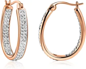 Barzel 18K Gold Plated Inside Out Crystal Hoop Earrings for Women