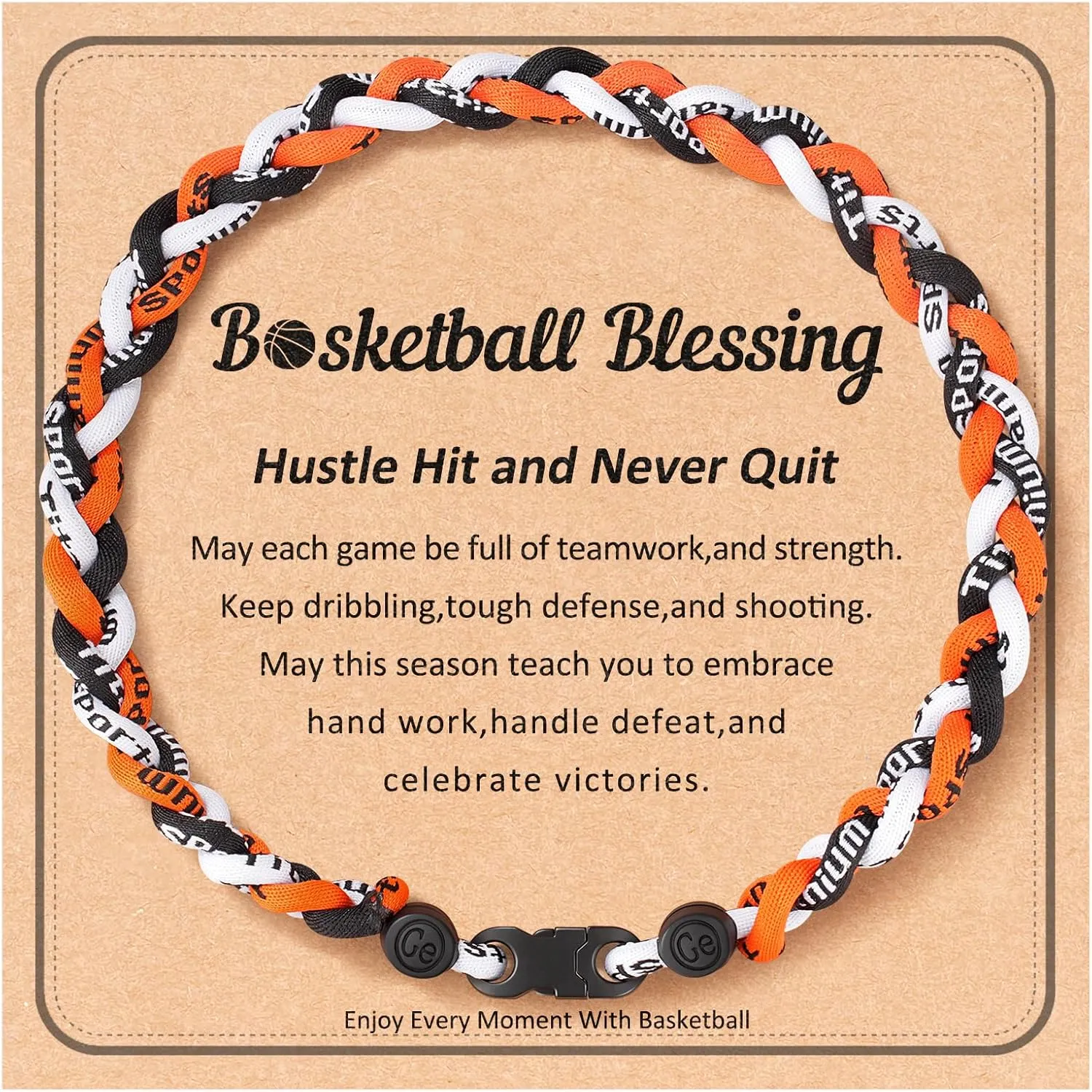 Baseball Basketball Soccer Gifts, Baseball Basketball Soccer Necklace Nylon Braided Rope for Teen Ideas with Inspirational Gift Card