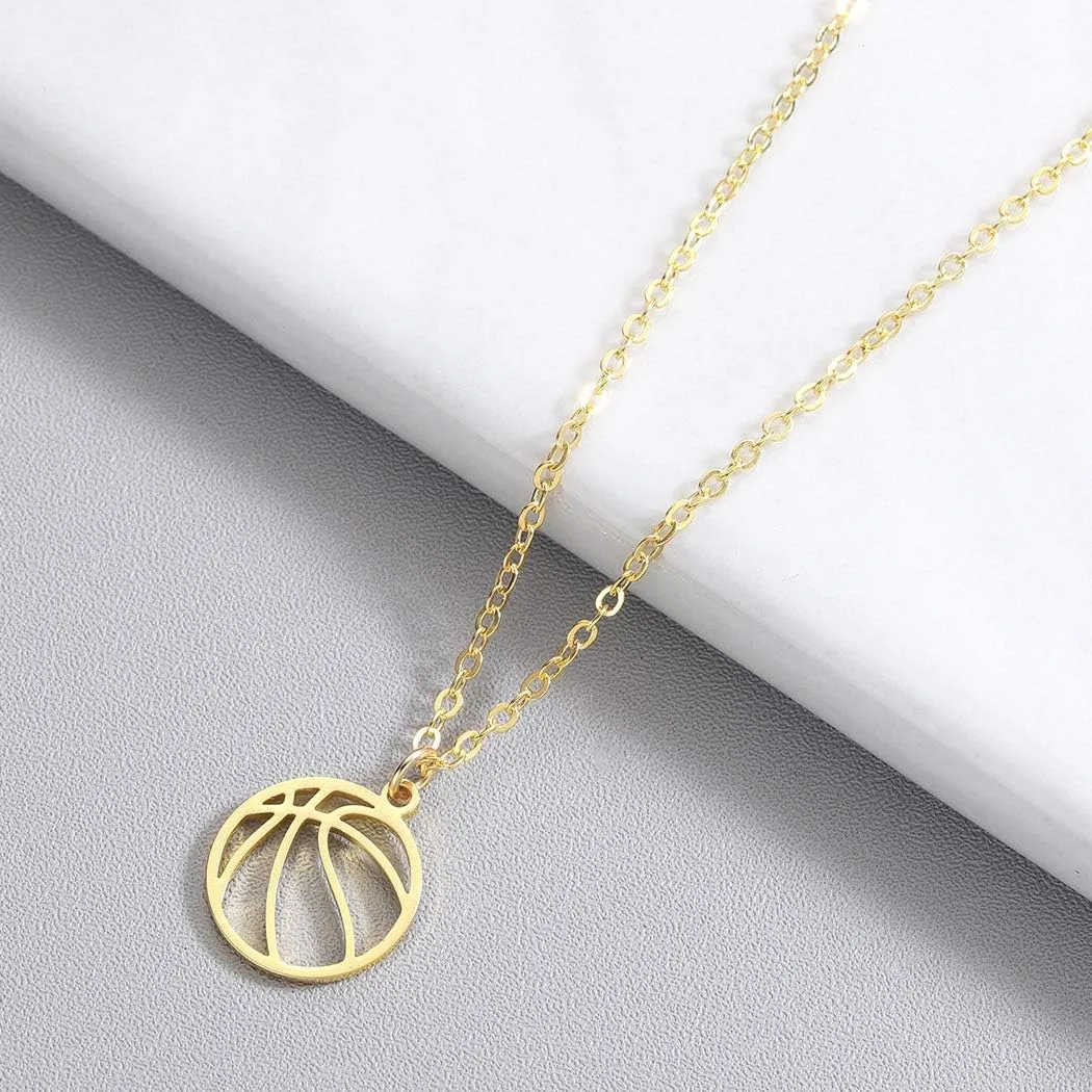 Basketball Volleyball Pendant Necklace Minimalist Ball Games Lovers Gift Minimalist Basketball Pendant Volleyball Necklace Birthday Gift for Women Teens