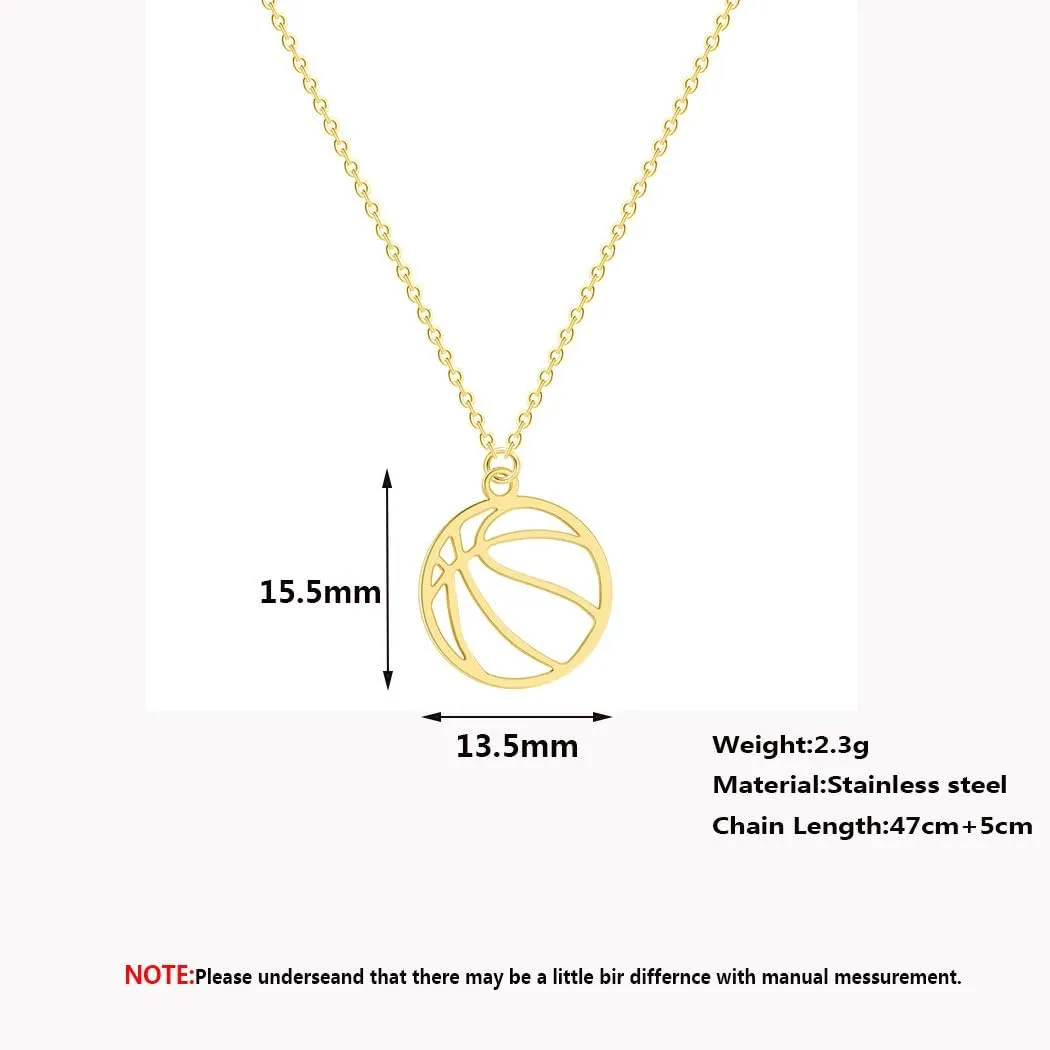 Basketball Volleyball Pendant Necklace Minimalist Ball Games Lovers Gift Minimalist Basketball Pendant Volleyball Necklace Birthday Gift for Women Teens
