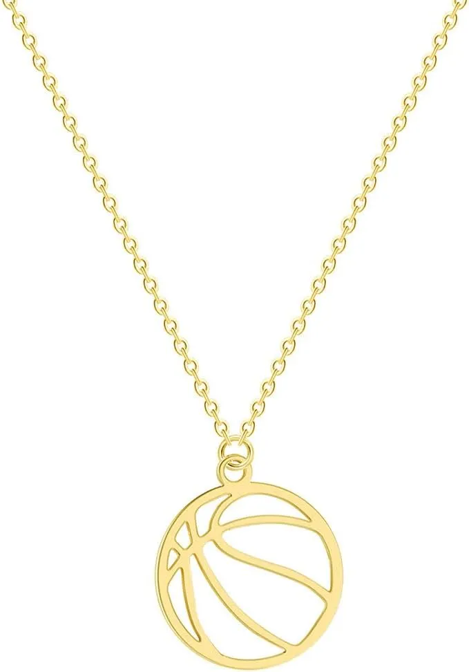 Basketball Volleyball Pendant Necklace Minimalist Ball Games Lovers Gift Minimalist Basketball Pendant Volleyball Necklace Birthday Gift for Women Teens
