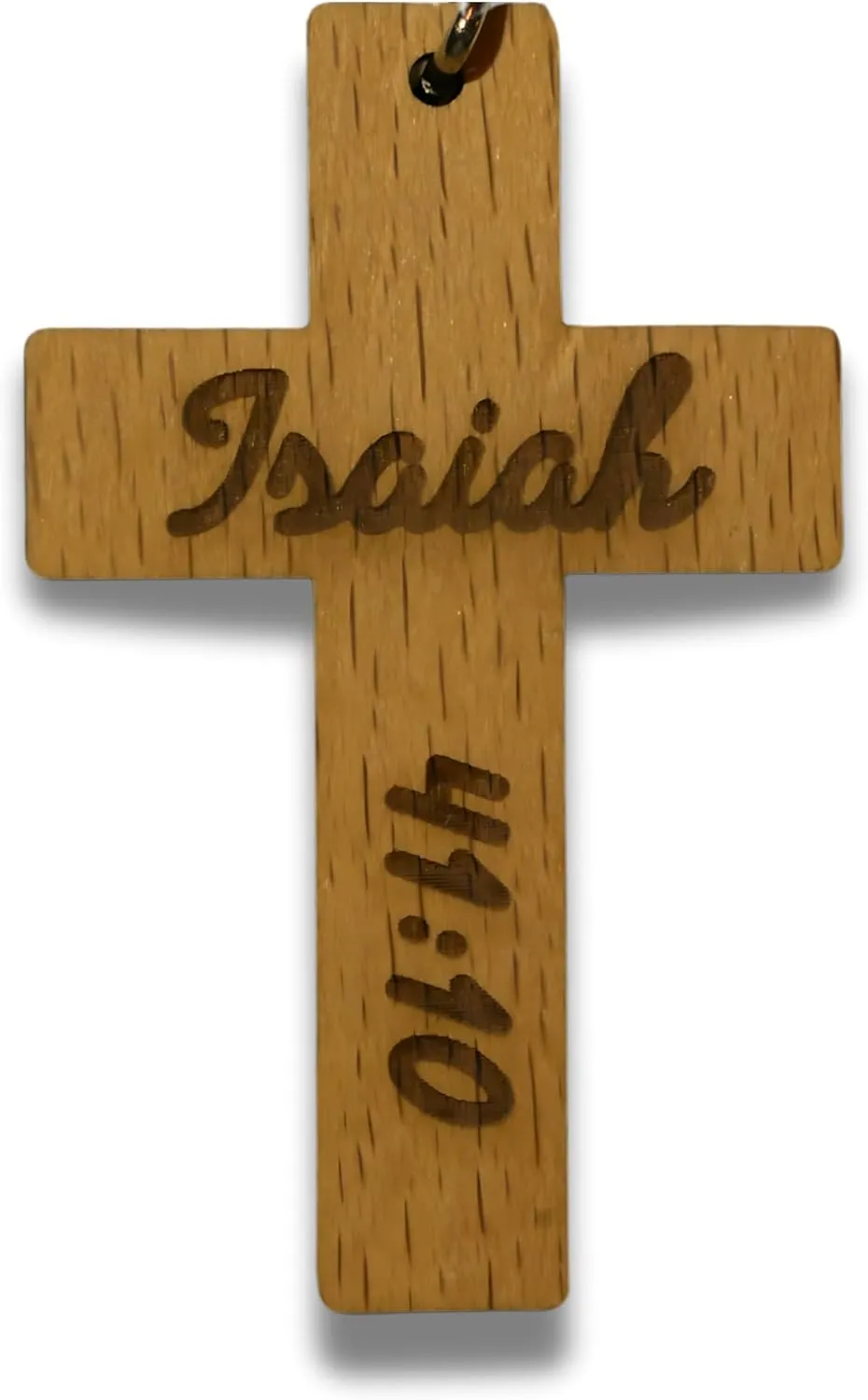 Beech Wood Cross Jesus Keychains - Handcrafted Christian Faith Gift w/Bible Verses (Isaiah 41:10)