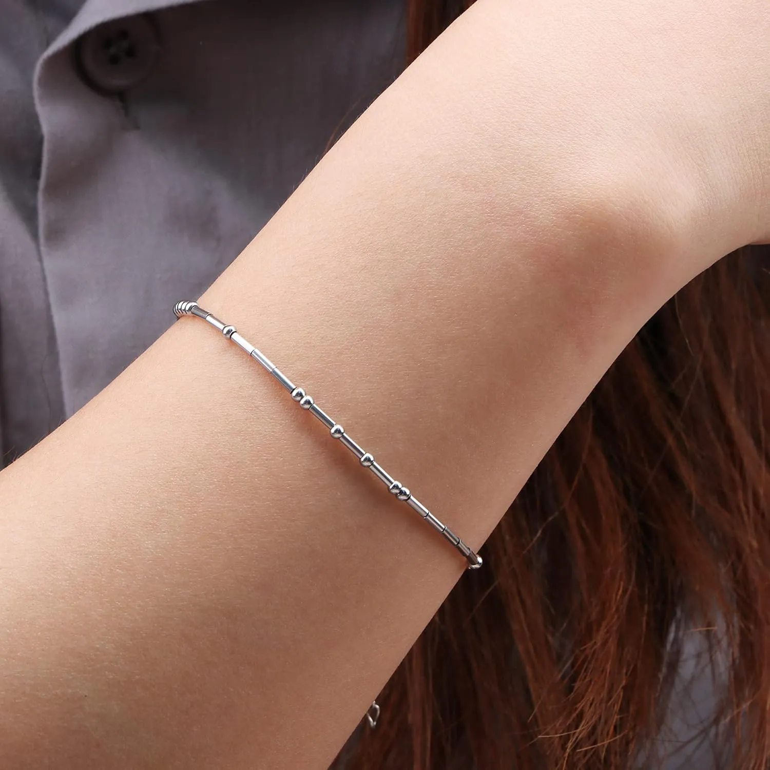 Best Friend Birthday Gifts Morse Code Bracelets For Women Mothers Day Birthday Christmas Gifts For Sister Daughter Grandmother Stainless Steel Jewelry Friendships Inspirational Gifts For Women