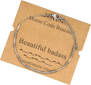 Best Friend Birthday Gifts Morse Code Bracelets For Women Mothers Day Birthday Christmas Gifts For Sister Daughter Grandmother Stainless Steel Jewelry Friendships Inspirational Gifts For Women