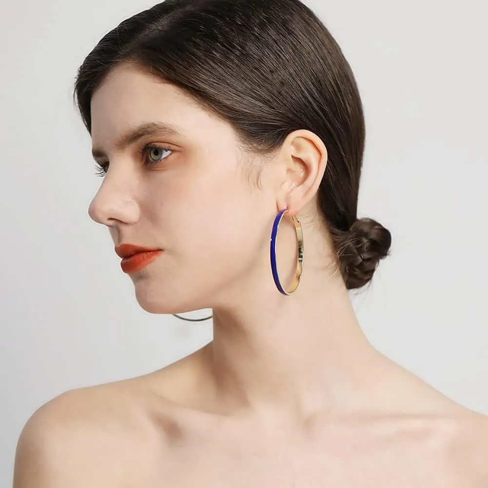 Big Hoop Earrings for Women, Black/Red/Blue/Cream Colored Hoops Earrings for Women Gift 62mm