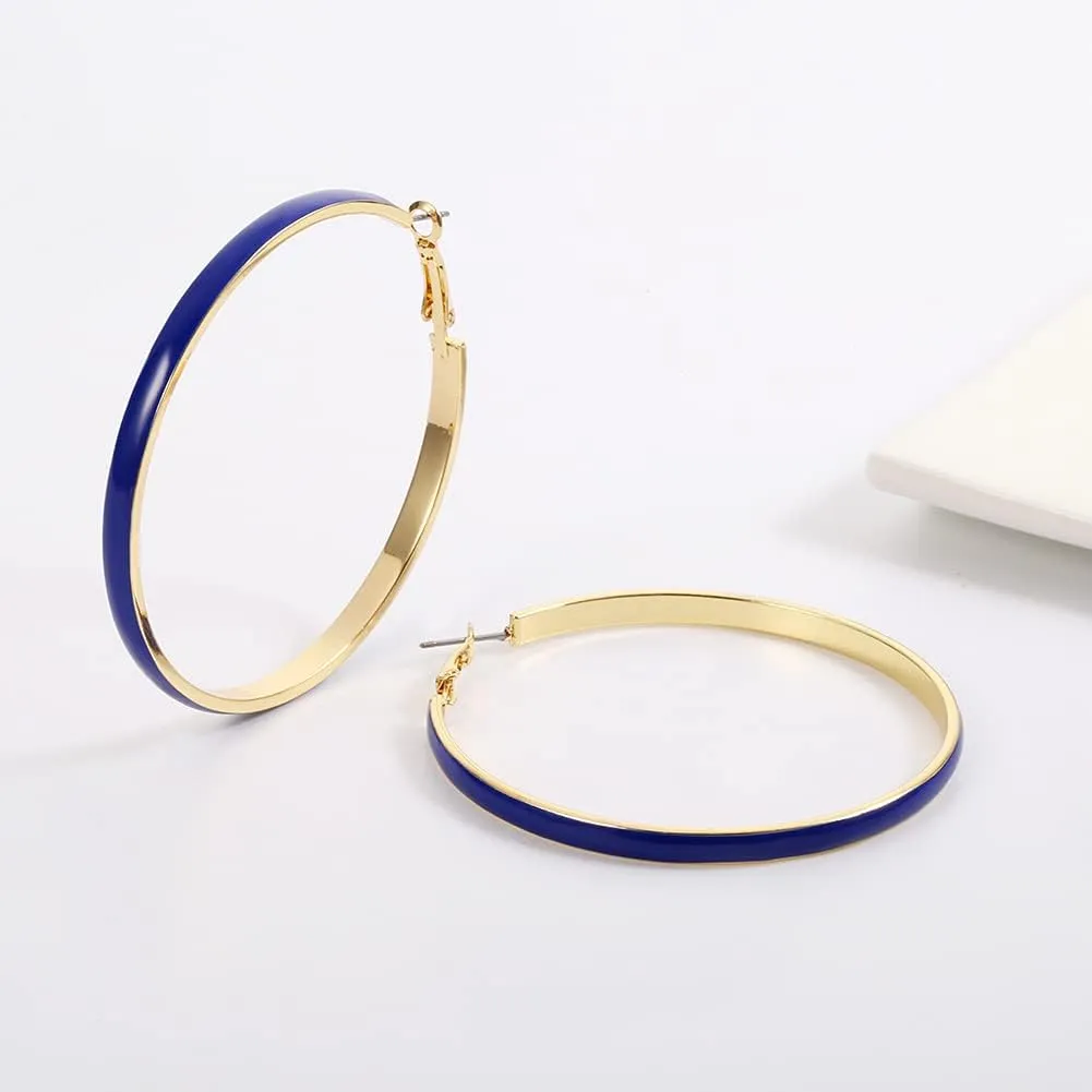 Big Hoop Earrings for Women, Black/Red/Blue/Cream Colored Hoops Earrings for Women Gift 62mm