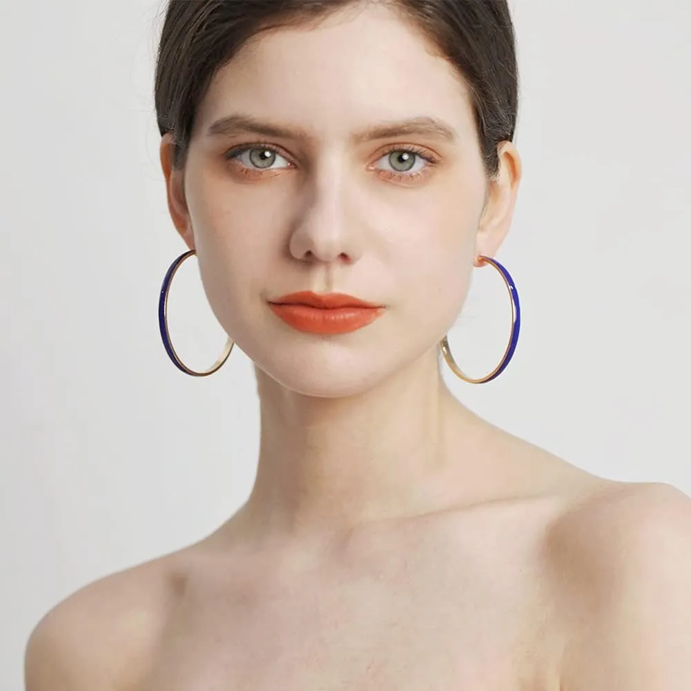 Big Hoop Earrings for Women, Black/Red/Blue/Cream Colored Hoops Earrings for Women Gift 62mm