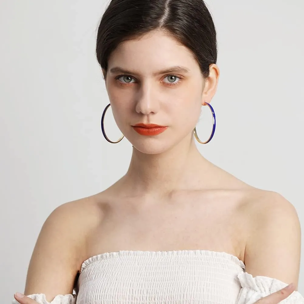Big Hoop Earrings for Women, Black/Red/Blue/Cream Colored Hoops Earrings for Women Gift 62mm