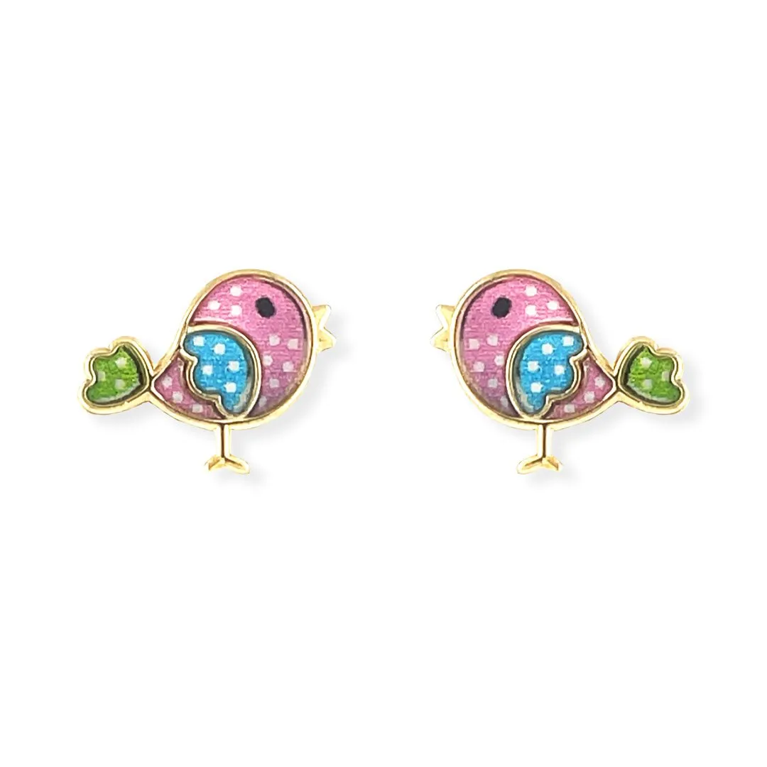 Bird Shape Gold Earrings